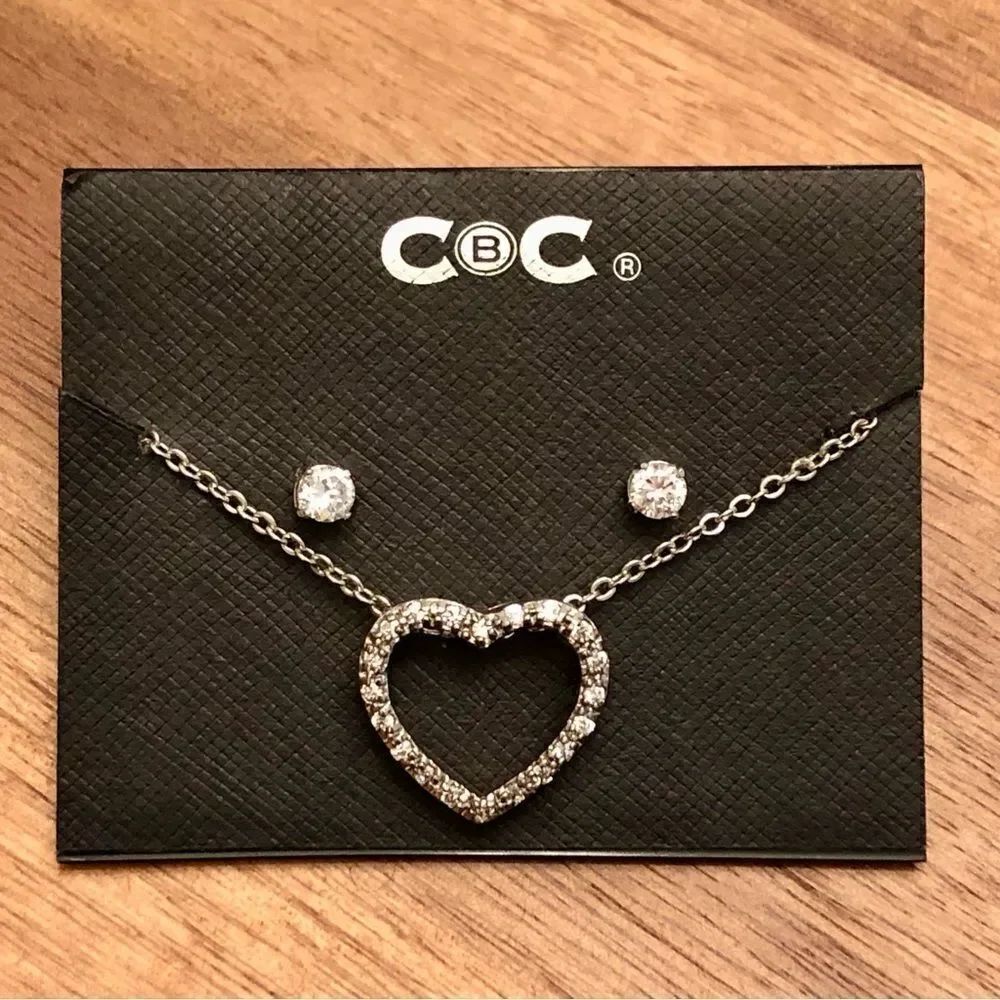 CBC | Heart Pendant and Earrings Set | 17” Adjustable